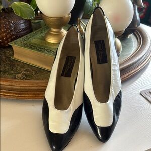 Elegant Black and White Women's Vintage Shoes.